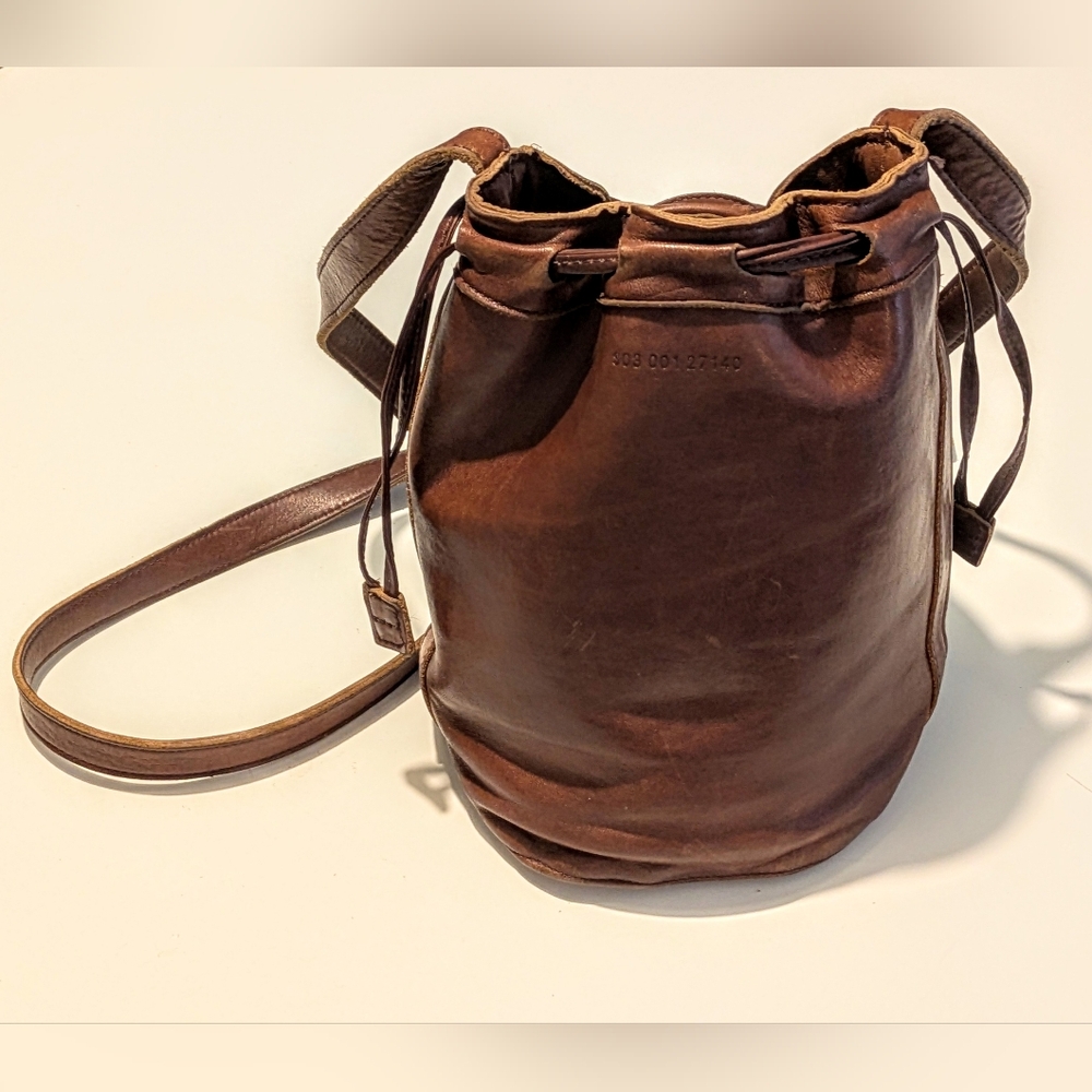 Shinola Leather Chocolate Bucket Bag